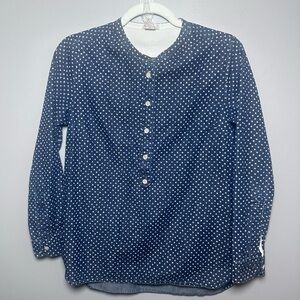 Crewcuts  Girls 14 Denim Chambray Long Sleeve Polka Dot Shirt Top